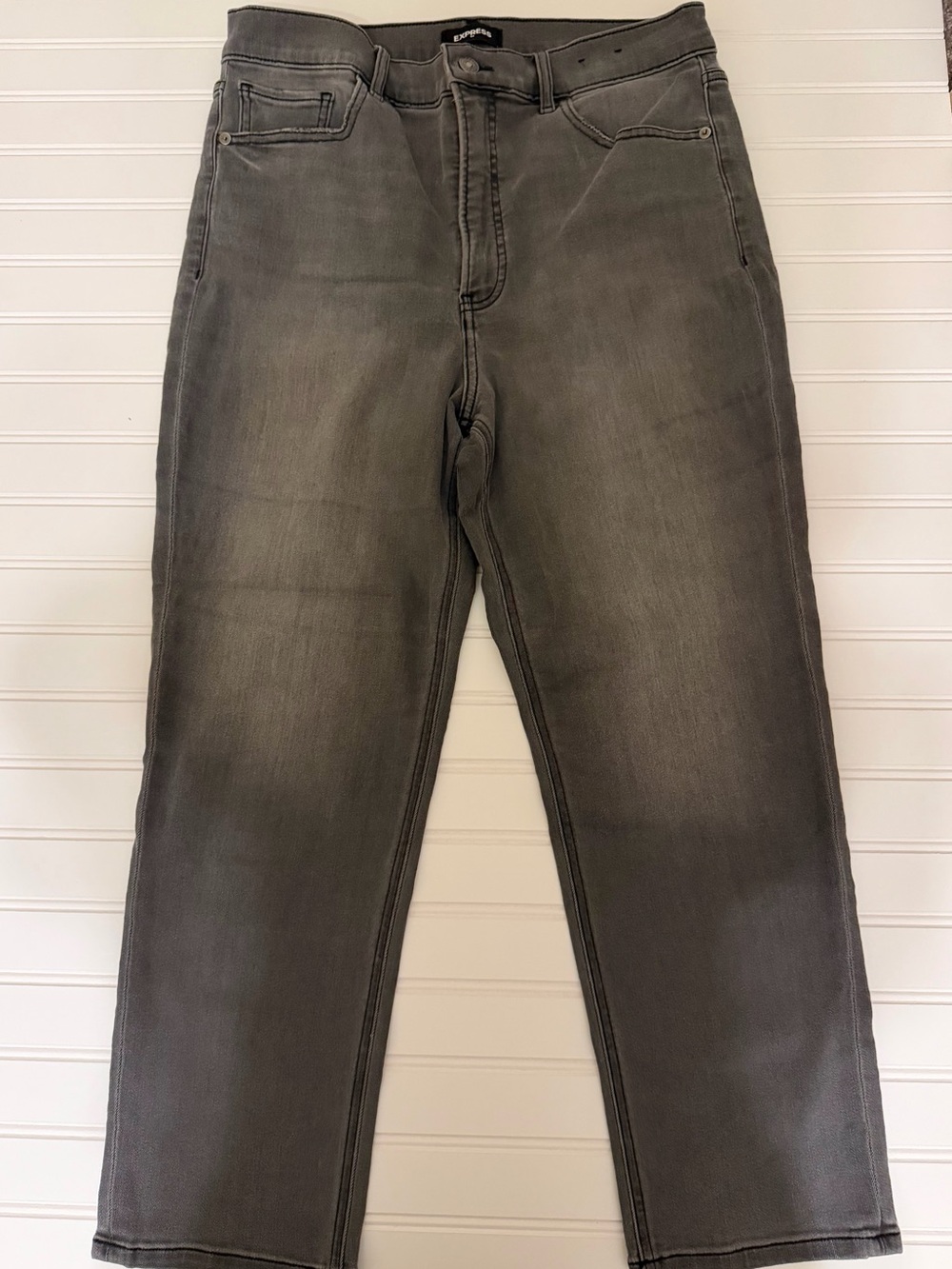 Express Women’s Gray Jeans - Classic Straight Ankle Fit Mom High Rise Size 12